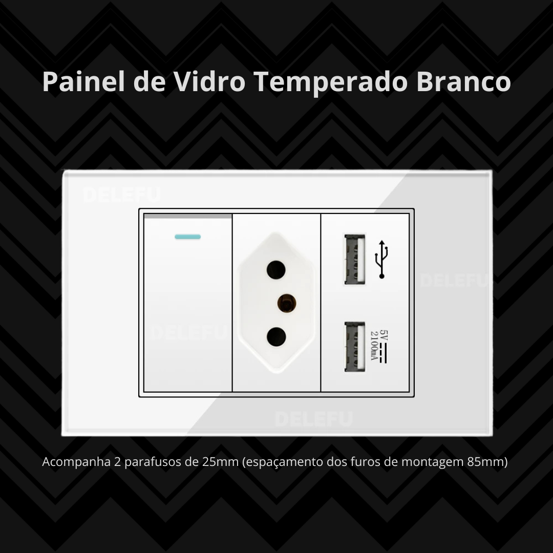 Conjunto de Interruptor 4x2 - Linha Vidro Branco