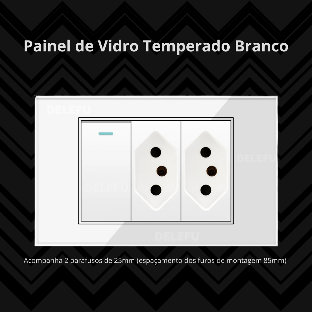 Conjunto de Interruptor 4x2 - Linha Vidro Branco