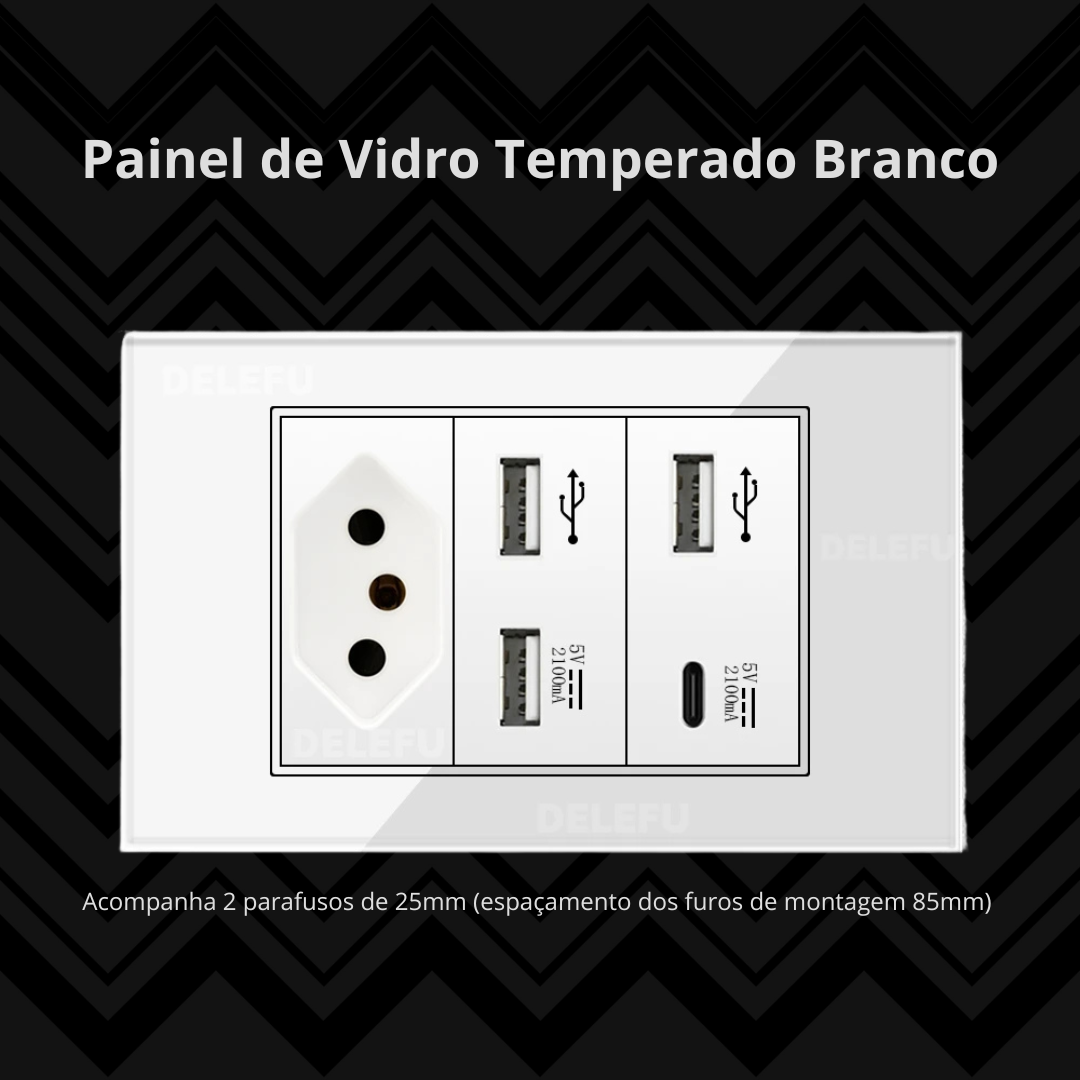 Conjunto de Interruptor 4x2 - Linha Vidro Branco