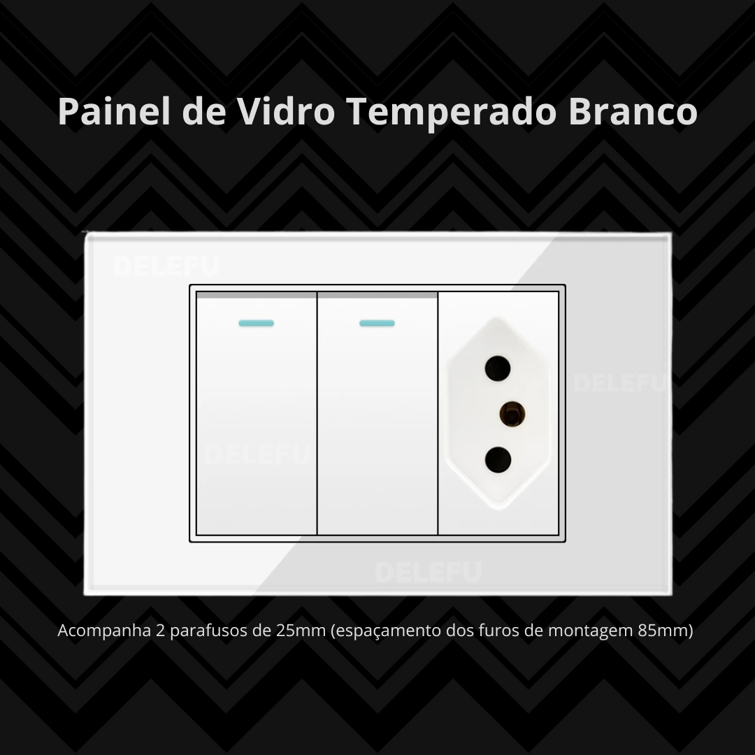 Conjunto de Interruptor 4x2 - Linha Vidro Branco