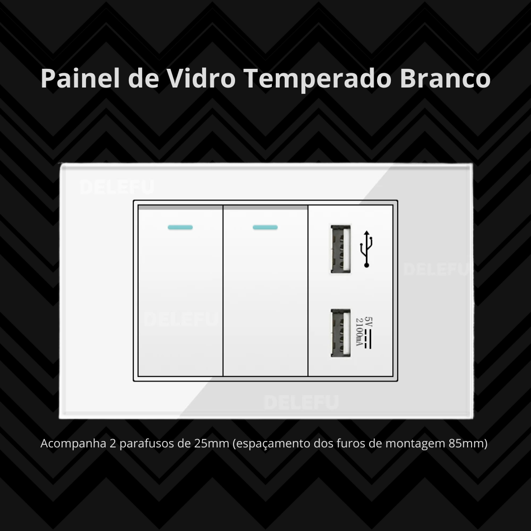 Conjunto de Interruptor 4x2 - Linha Vidro Branco