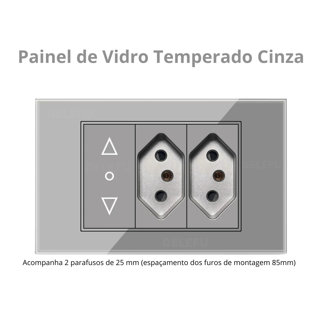 Conjunto de Interruptor 4x2 - Linha Vidro Cinza