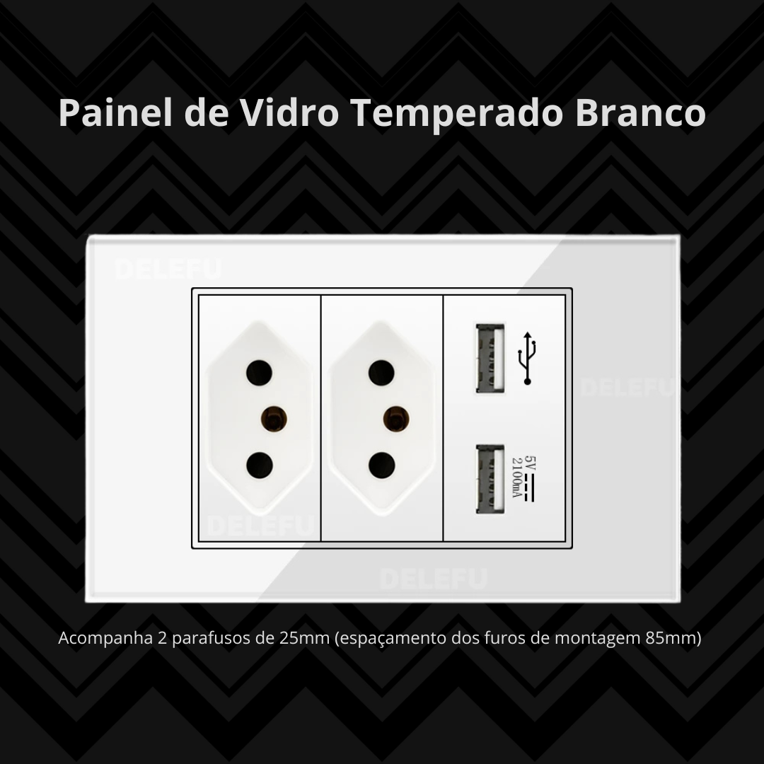 Conjunto de Interruptor 4x2 - Linha Vidro Branco