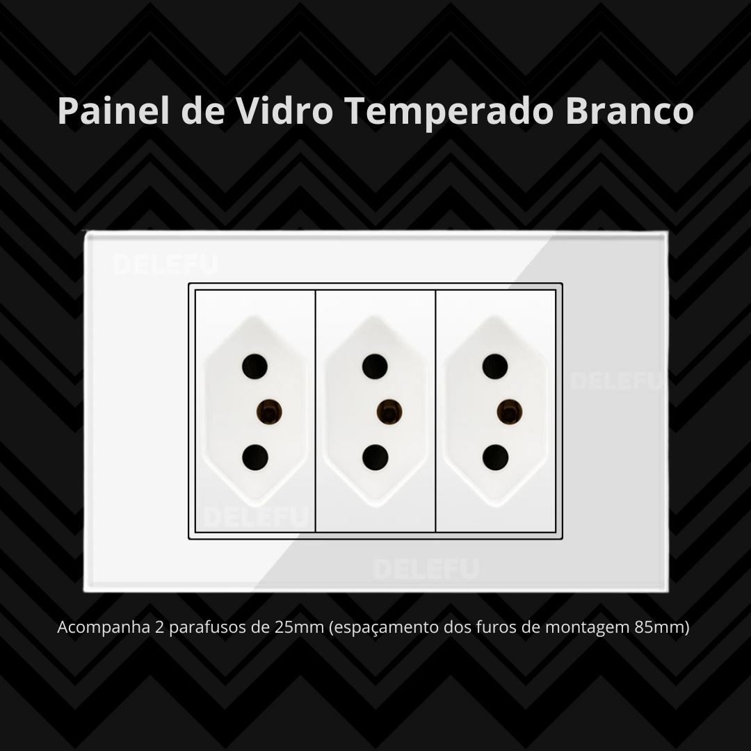 Conjunto de Interruptor 4x2 - Linha Vidro Branco