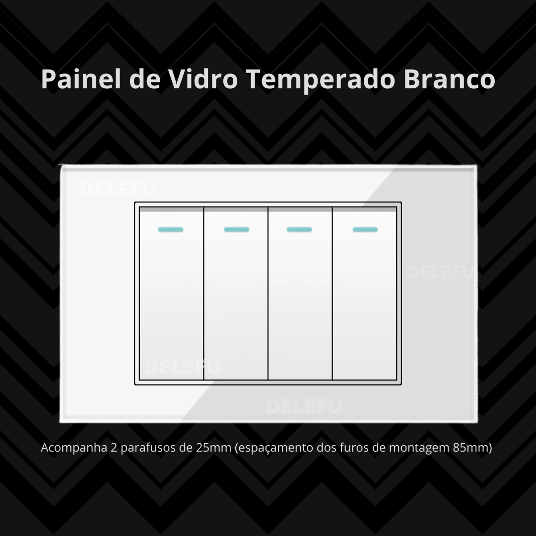 Conjunto de Interruptor 4x2 - Linha Vidro Branco