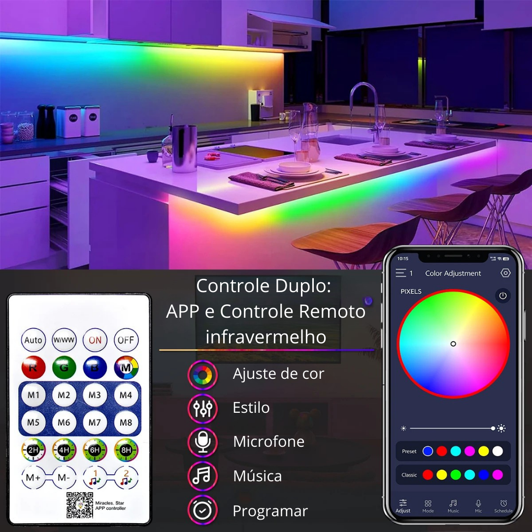 Fita de Neon RGB com Controle Remoto