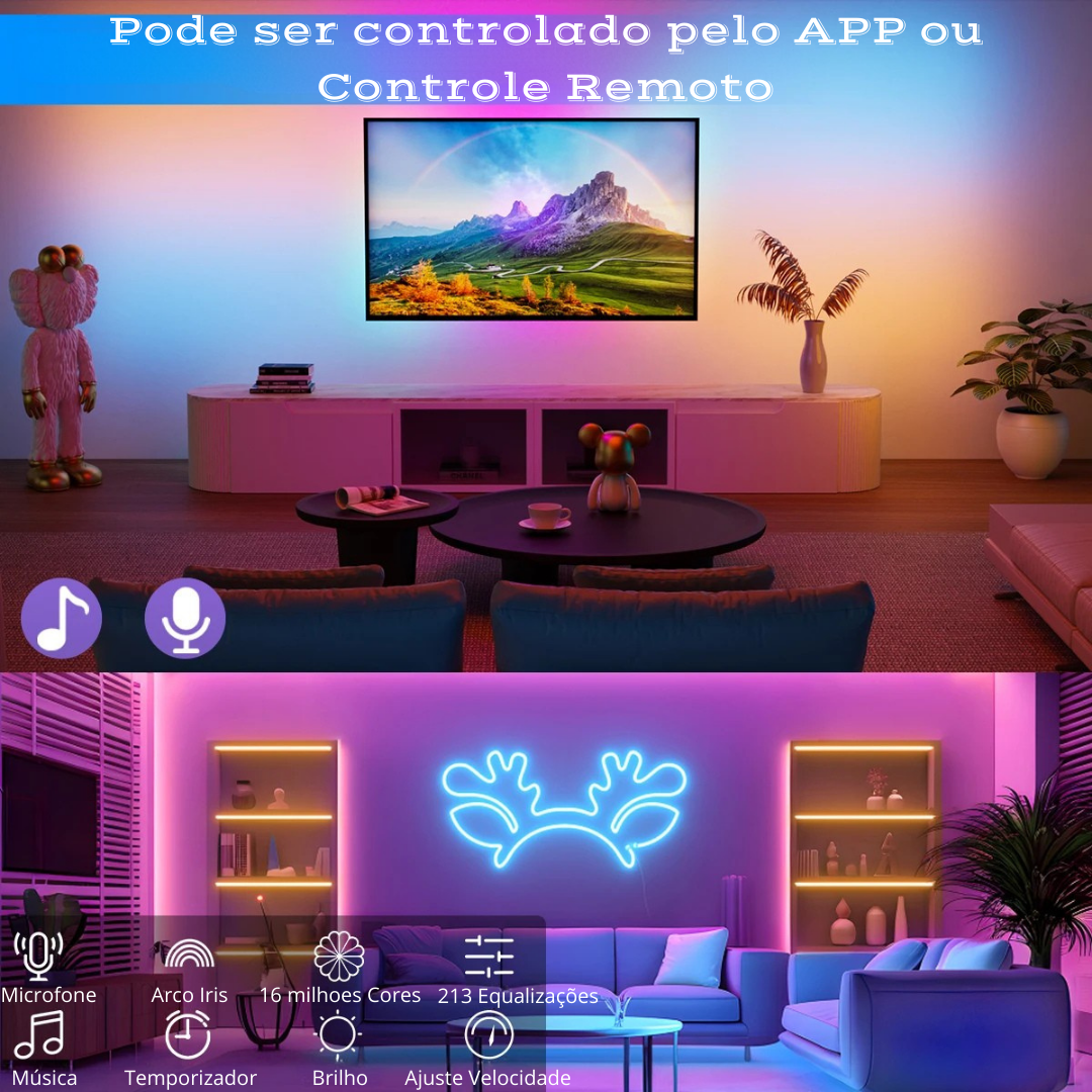 Fita de Neon RGB com Controle Remoto