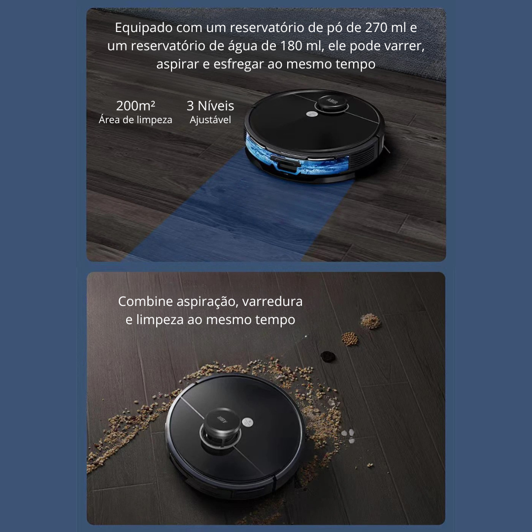 Aspirador de Pó Inteligente ABIR R30 com Esvaziamento Automático