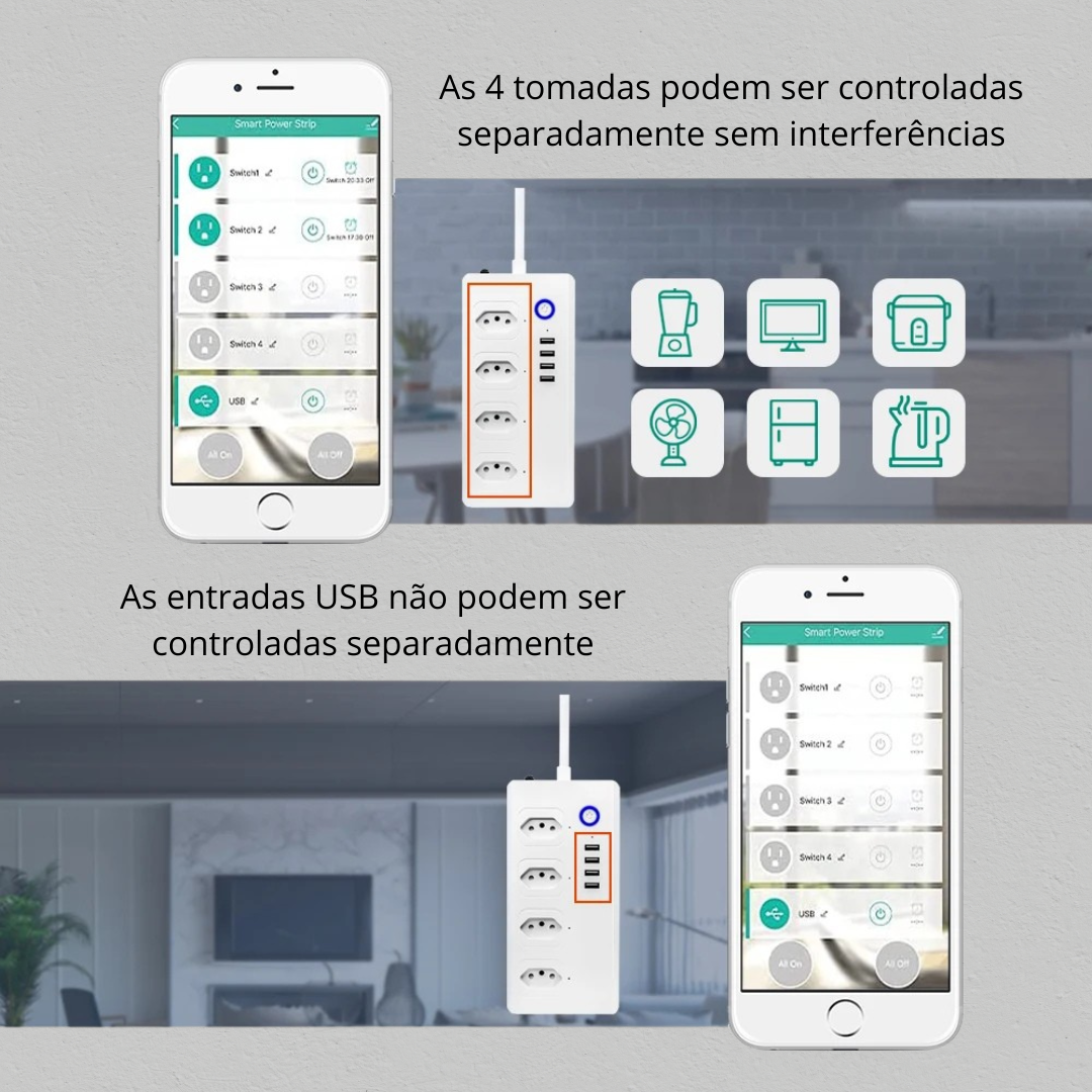 Filtro de Linha Inteligente com 4 Tomadas