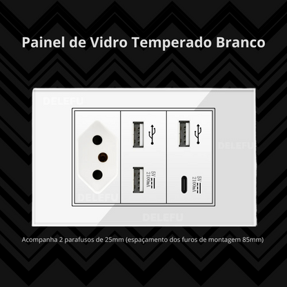 Conjunto de Interruptor 4x2 - Linha Vidro Branco