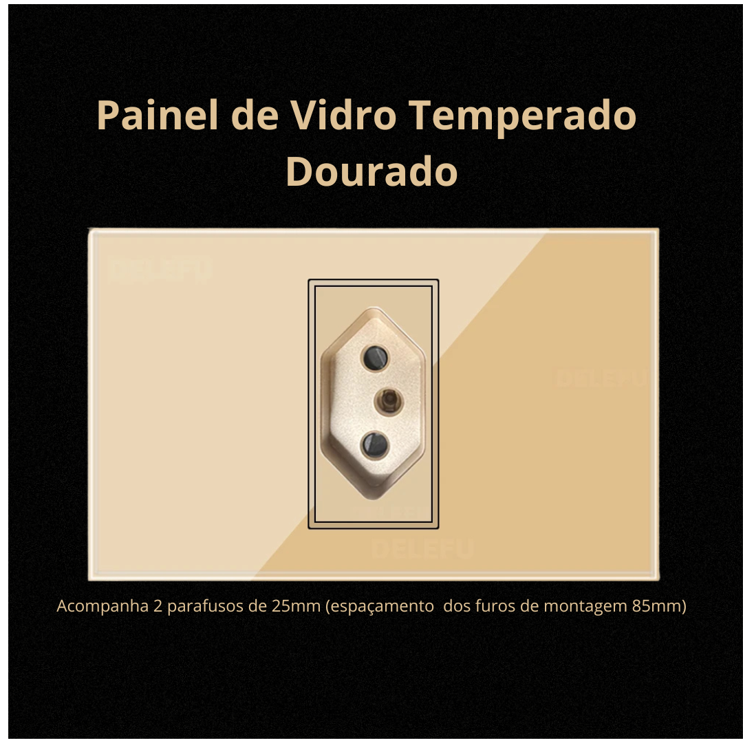 Conjunto de Interruptor 4x2 - Linha Vidro Dourado