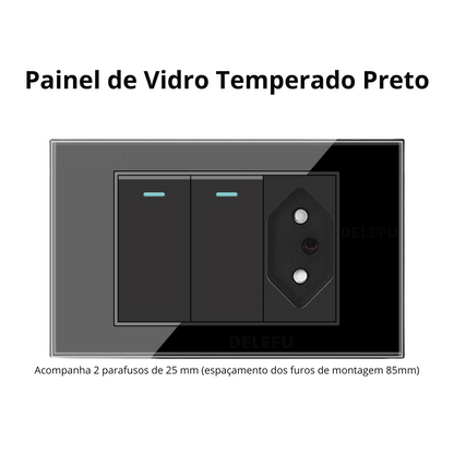 Conjunto de Interruptor 4x2 - Linha Vidro Preto