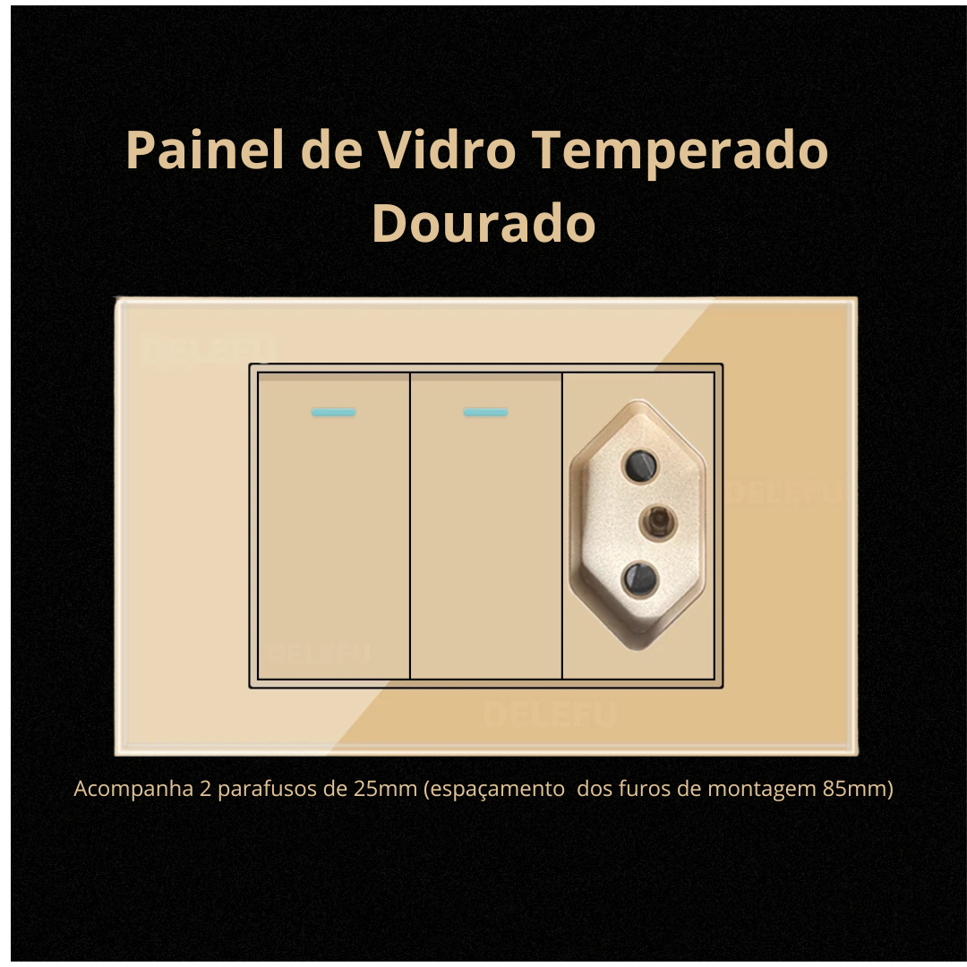 Conjunto de Interruptor 4x2 - Linha Vidro Dourado