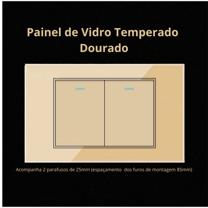 Conjunto de Interruptor 4x2 - Linha Vidro Dourado