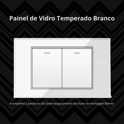 Conjunto de Interruptor 4x2 - Linha Vidro Branco