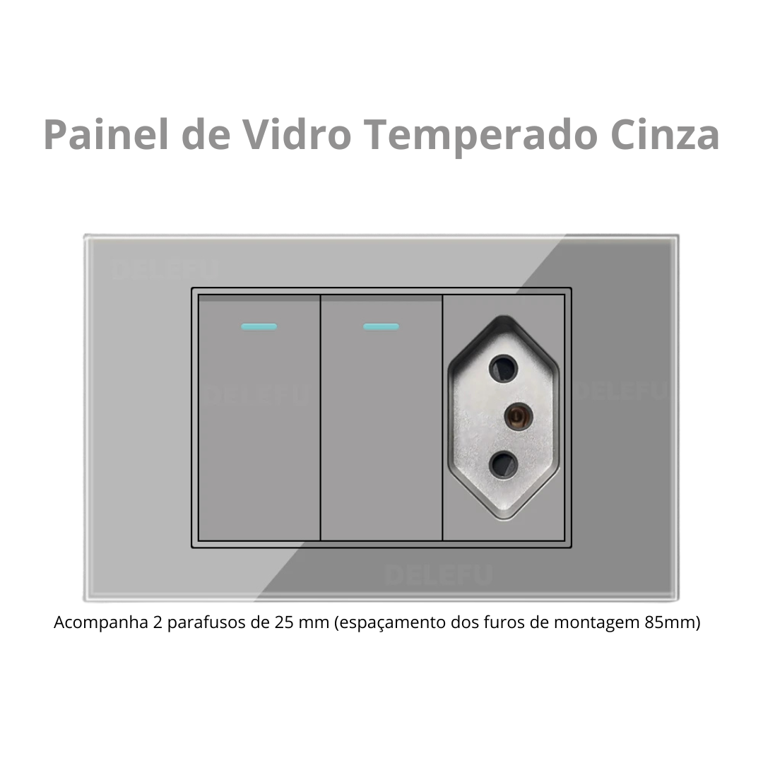 Conjunto de Interruptor 4x2 - Linha Vidro Cinza