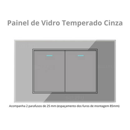 Conjunto de Interruptor 4x2 - Linha Vidro Cinza