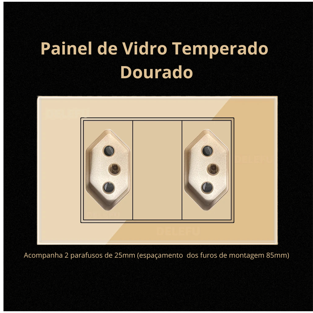 Conjunto de Interruptor 4x2 - Linha Vidro Dourado