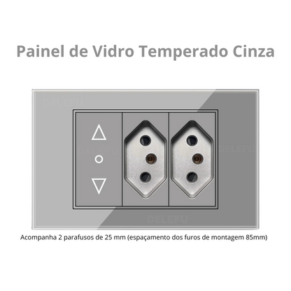 Conjunto de Interruptor 4x2 - Linha Vidro Cinza