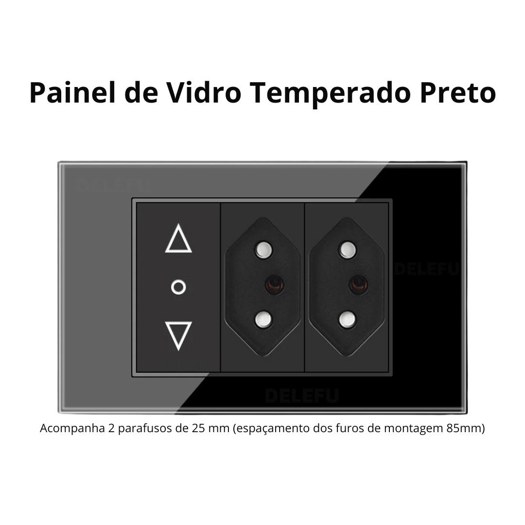 Conjunto de Interruptor 4x2 - Linha Vidro Preto