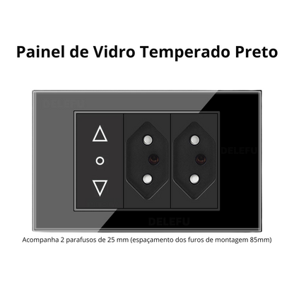 Conjunto de Interruptor 4x2 - Linha Vidro Preto