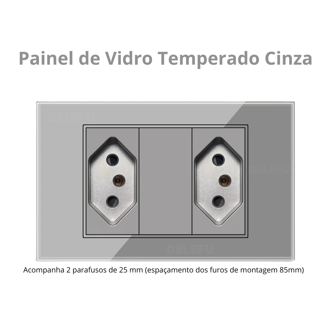 Conjunto de Interruptor 4x2 - Linha Vidro Cinza