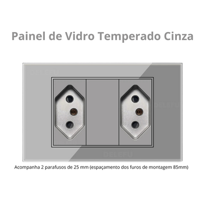 Conjunto de Interruptor 4x2 - Linha Vidro Cinza