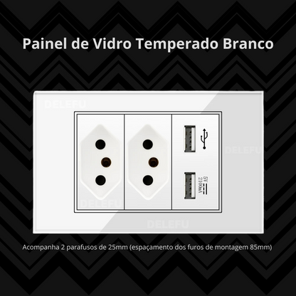Conjunto de Interruptor 4x2 - Linha Vidro Branco