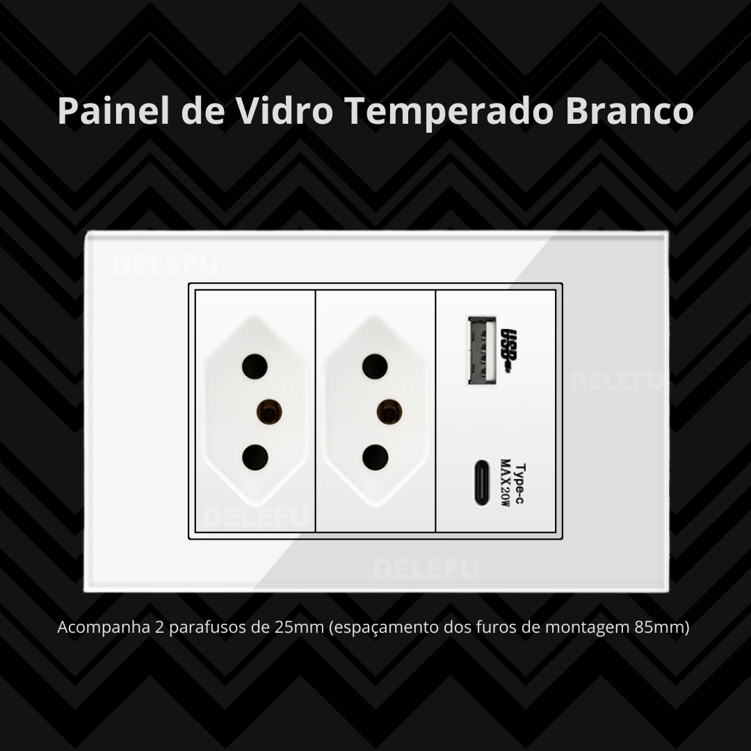 Conjunto de Interruptor 4x2 - Linha Vidro Branco