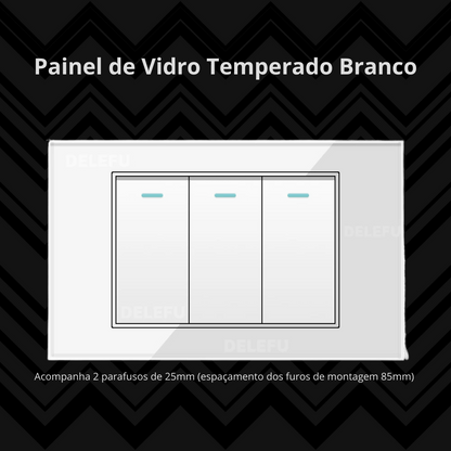 Conjunto de Interruptor 4x2 - Linha Vidro Branco