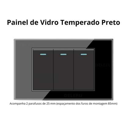Conjunto de Interruptor 4x2 - Linha Vidro Preto