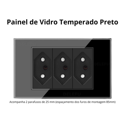 Conjunto de Interruptor 4x2 - Linha Vidro Preto