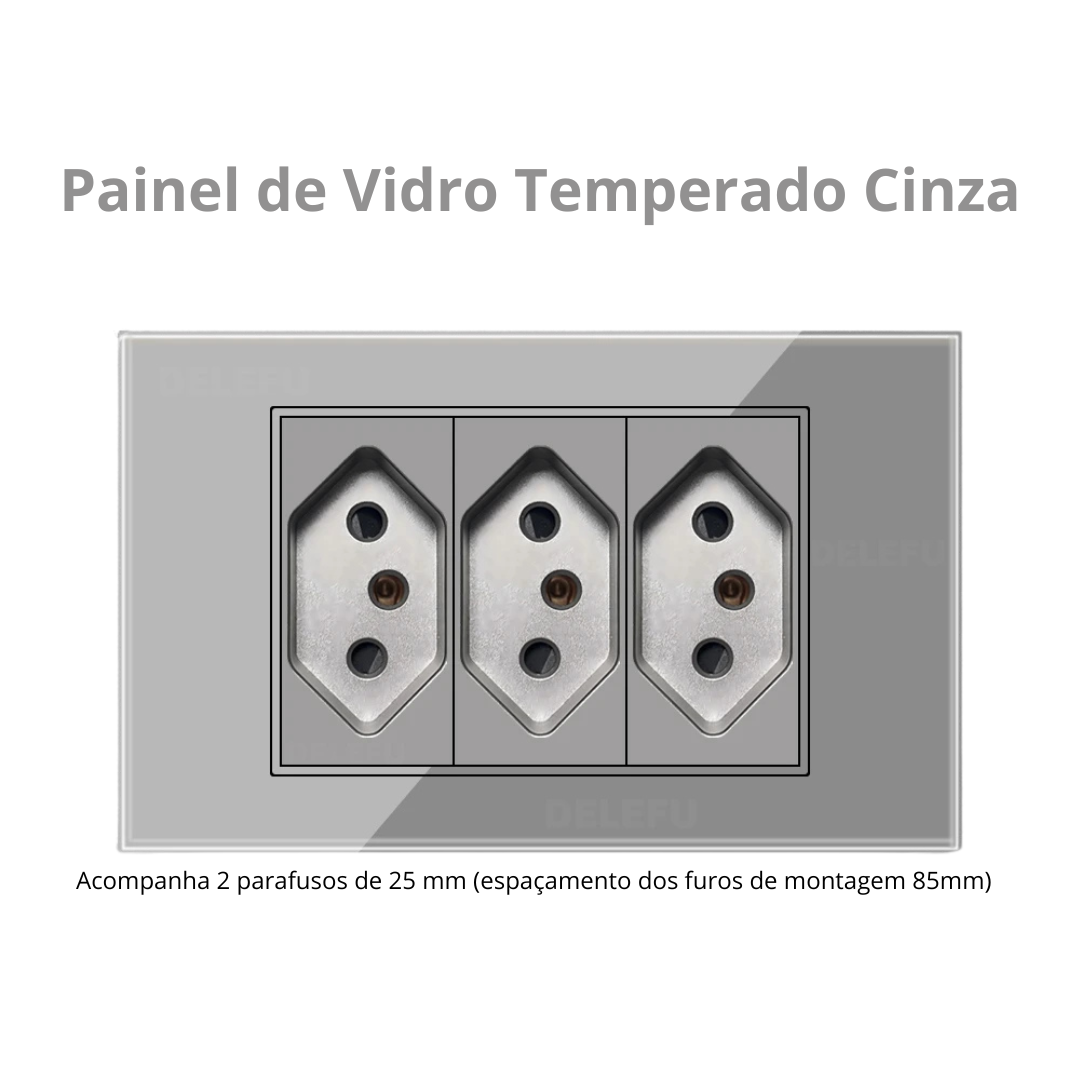 Conjunto de Interruptor 4x2 - Linha Vidro Cinza
