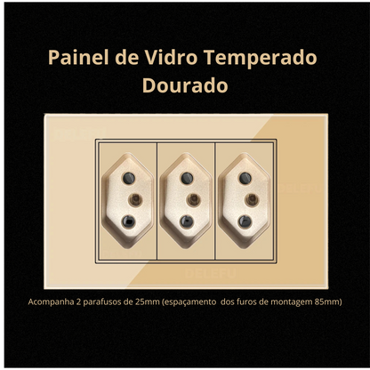 Conjunto de Interruptor 4x2 - Linha Vidro Dourado