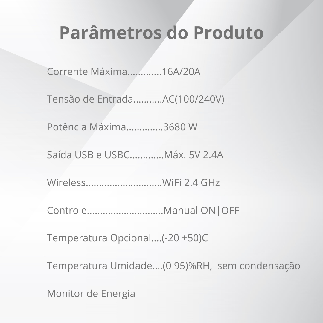 Plug Inteligente Wi-Fi 16A/20A