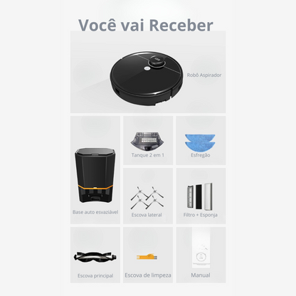 Aspirador de Pó Inteligente ABIR R30 com Esvaziamento Automático