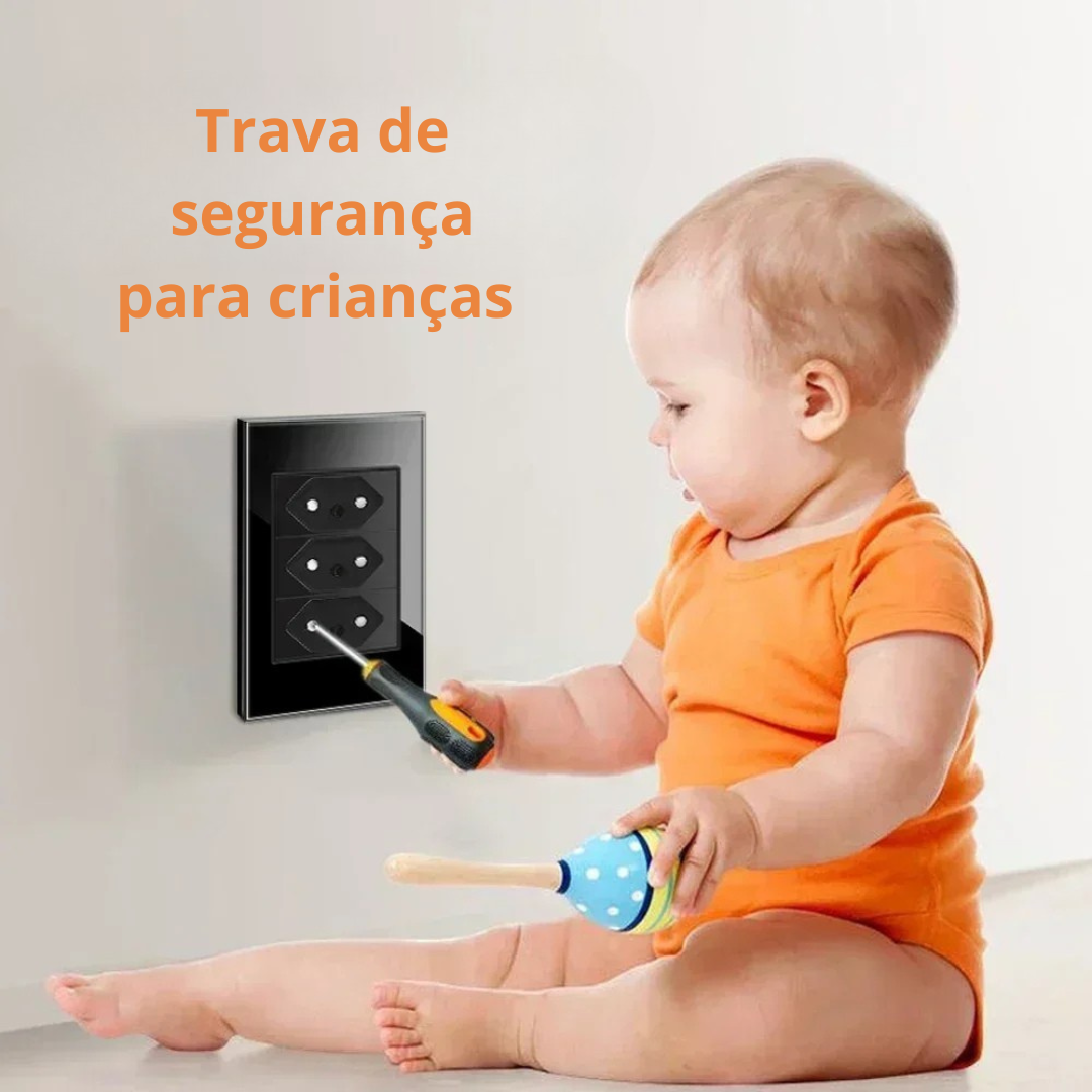 Conjunto de Interruptor 4x2 - Linha Vidro Preto